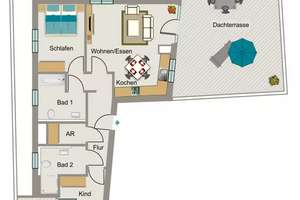 Moderne Staffelgeschoss Wohnung mit 30qm Dachterrasse 