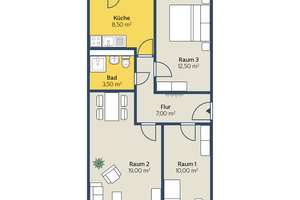 3-Raum-Wohnung mit Balkon und Bad mit Dusche – Hartriegelstr. 11, 4329 Paunsdorf, Leipzig – Vorschaubild 2