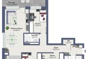Große Familienwohnung mit Südbalkon – Eisenhutweg 25, 70374 Sommerrain, Stuttgart – Vorschaubild 3