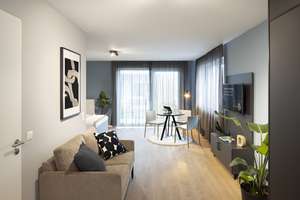 SPECIAL! mio Comfort+ Apartment: Vollmöbliertes 1-Zimmer-Apartment mit Designerküche, WLAN – Himmelgeister Straße 66a, 40225 Bilk, Düsseldorf – Vorschaubild 2