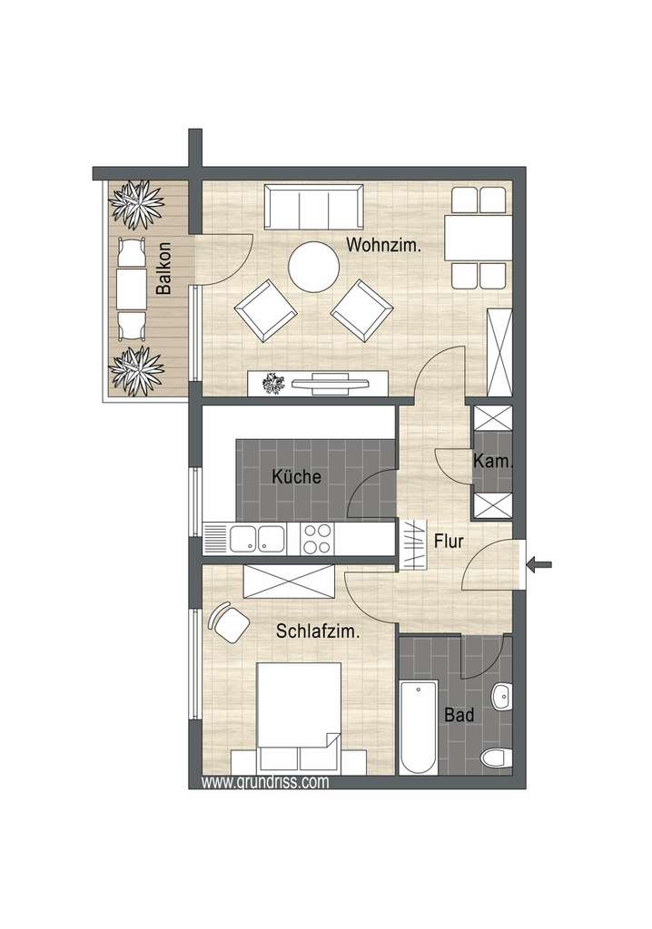 Immobilie in Riedstadt - *2-Zimmerwohnung mit Balkon + Stellplatz in ruhiger Lage von Goddelau* - Bild 1