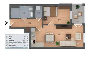 Hochwertige 2-Zimmer-Wohnung im Ostenviertel mit EBK & Balkon – bezugsfrei ab 01.07.2026 – Maierhoferstrasse 1a, 93047 Ostenviertel, Regensburg – Vorschaubild 3