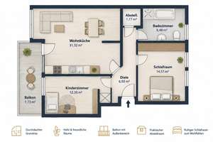 3 Zimmer mit Loggia und Garage 4,5 % Rendite p.A. oder Eigenbedarf – 50767 Pesch, Köln – Vorschaubild 11