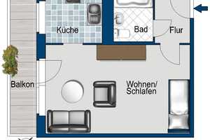 1 Zimmer-Wohnung im Schlaatz – Falkenhorst 17, 14478 Potsdam – Vorschaubild 2