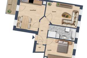 Bezugsfrei ab Juli | 2 Zimmer mit Wohnküche und Balkon | Parkett | Tageslichtbad | Wanne & Dusche – Die vollständige Adresse der Immobilie erhältst du vom Anbieter., 4317 Reudnitz-Thonberg, Leipzig – Vorschaubild 2