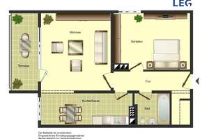 Moderne 2-Zimmer-Wohnung mit kleinem Garten – Hüskenbusch 2, 47167 Röttgersbach, Duisburg – Vorschaubild 2