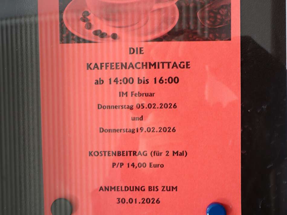 Aushang Kaffeenachmittage