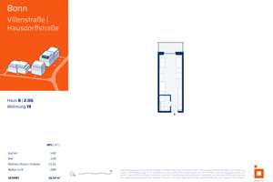 B19: Kompakt geschnittene 1-Zimmerwohnung im 2. OG mit Balkon zur Gartenseite – Hausdorffstraße 348, 53129 Dottendorf, Bonn – Vorschaubild 4