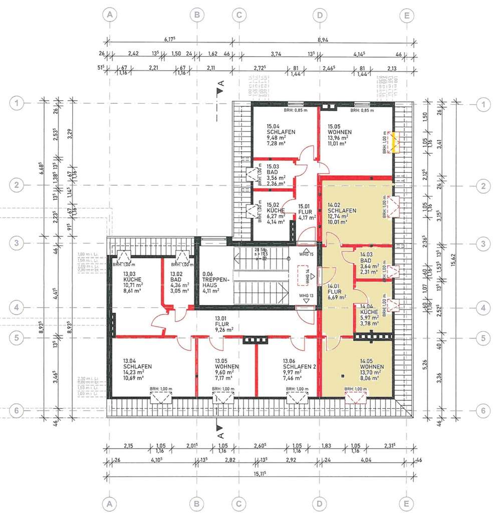 Erstbezug nach Wiederaufbau. Kleine 2-Zi.-Wohnung im DG Jacobistr. 20/Brhv.