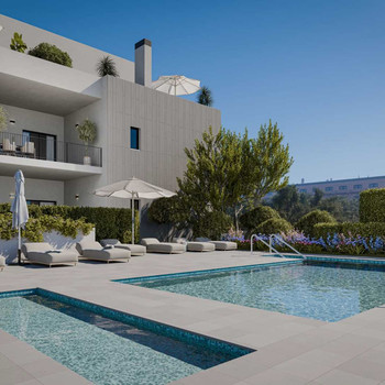 Erdgeschosswohnung mit 2 Schlafzimmern und 24 m² (Terrasse und Garten). Wohnanlage mit Pool