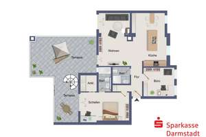 Helle 3-Zimmer-Wohnung mit außergewöhnlicher Dachterrasse – Die vollständige Adresse der Immobilie erhältst du vom Anbieter., 64283 Mitte, Darmstadt – Vorschaubild 2