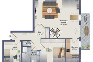 Stilvolle 3-Zimmer-Dachgeschosswohnung mit Galerie und Balkon in Bestlage! – Die vollständige Adresse der Immobilie erhältst du vom Anbieter., 93051 Kumpfmühl-Ziegetsdorf-Neuprüll, Regensburg – Vorschaubild 24