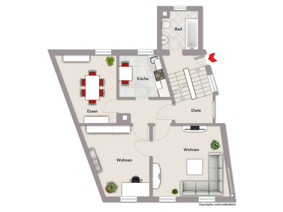Grundriss Skizze Vorderhaus DG