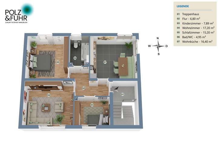 3-D Grundriss Obergeschoss