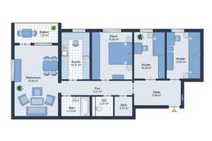 Familienglück auf ca. 98 m² – großzügige 4-Zimmer-Wohnung, barrierearm & bezugsfrei – Die vollständige Adresse der Immobilie erhältst du vom Anbieter., 86161 Wolfram-und Herrenbachviertel, Augsburg – Vorschaubild 15
