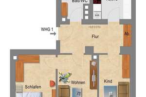 top Lage I 3 Zimmer I modernes Tageslichtbad mit Wanne I Einbauküche – Hans-Poeche-Straße 12, 4103 Leipzig – Vorschaubild 2