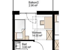 Einmalige Lage -  Studentenapartment  in Uninähe mit Balkon – Firnhaberstraße 12, 86159 Hochfeld, Augsburg – Vorschaubild 7
