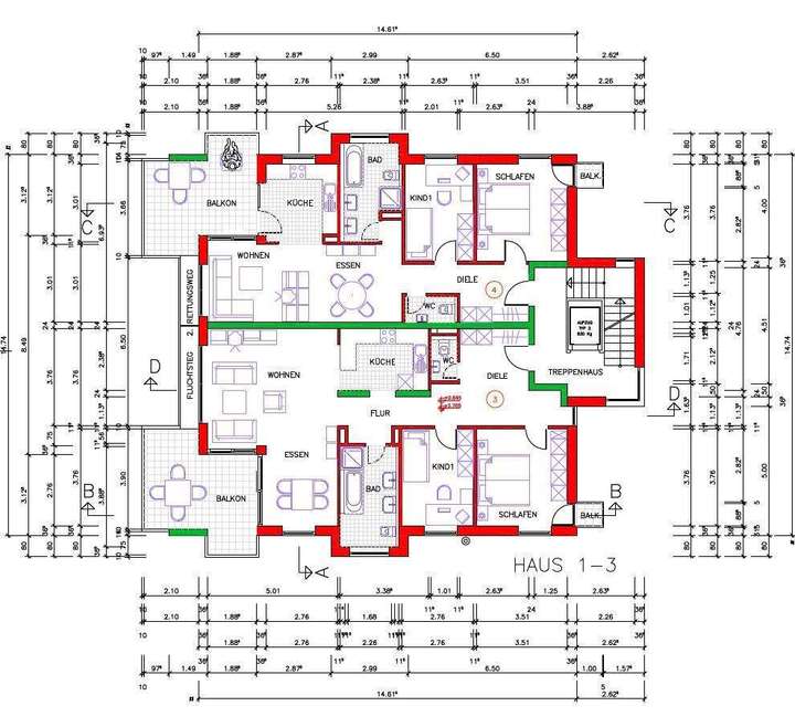 Grundriss Obergeschosse 1-3