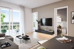Mit Blick über München: Moderne 1,5-Zi.-Whg. mit Duschbad u. Balkon