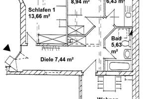 Wohnung mit Balkon ins Grüne und Bad mit Wanne - Einbauküche möglich – Lohrstraße 40, 9113 Schloßchemnitz, Chemnitz – Vorschaubild 9