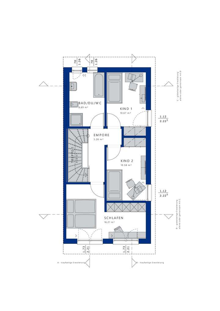 Beispielgrundriss Reihenendhau