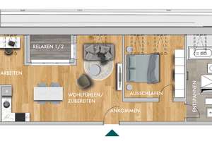* Über den Dächern * Homeoffice-Ecke & Balkon * 57,9 m² * Dachloggia * Parkett – Straße der Nationen 80, 9111 Zentrum, Chemnitz – Vorschaubild 13