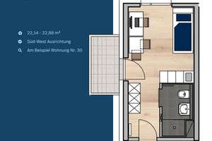!!Kompaktes Studentenapartment - komplett möbliert!! – Firnhaberstr. 20, 86159 Hochfeld, Augsburg – Vorschaubild 4