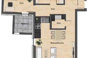 Wohnen mit Charakter: 3-Zimmer-Wohnung in Augsburg – Werderstr. 24b, 86159 Hochfeld, Augsburg – Vorschaubild 1