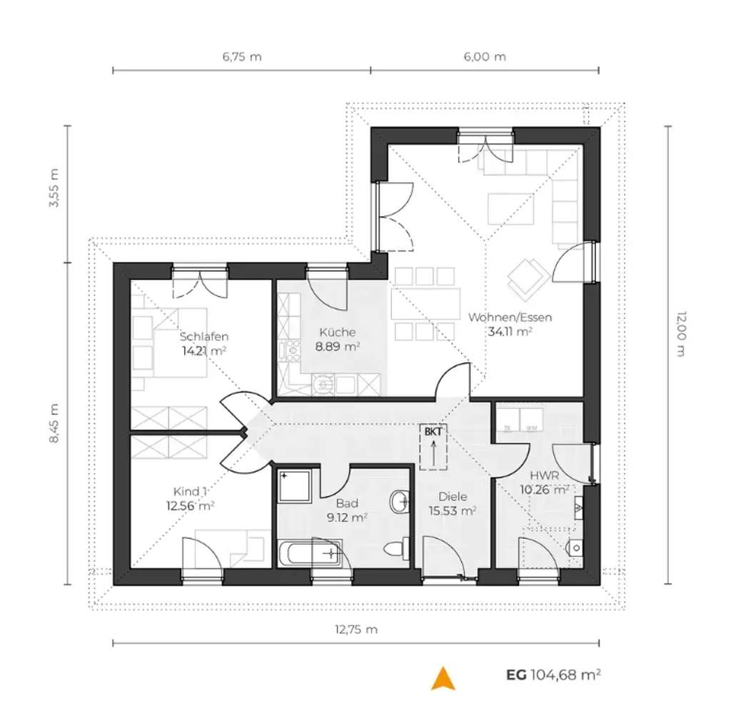 Immobilie in Velgast - Komfortabel, effizient, individuell – Der Winkelbungalow von Virtus Massivhaus - Bild 3