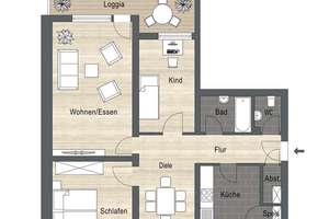 Attraktive 3-Zimmer mit Balkon und Tiefgarage – Verkauf mit lebenslangem Wohnrecht – Die vollständige Adresse der Immobilie erhältst du vom Anbieter., 80993 Alt-Moosach, München – Vorschaubild 4