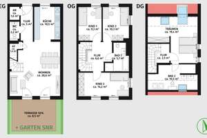 ERSTBEZUG | Reihenhaus in Seenähe mit Terrasse, Tageslichtbad, Gäste-WC, Stellplatz u.v.m. – Rundkapellenweg 24k, 4249 Hartmannsdorf-Knautnaundorf, Leipzig – Vorschaubild 2