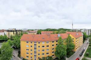 Panoramablick 7. Stock. Gepflegte 2-Raum-Wohnung in Schwabing-West – Klausingweg 2, 80797 Am Luitpoldpark, München – Vorschaubild 13