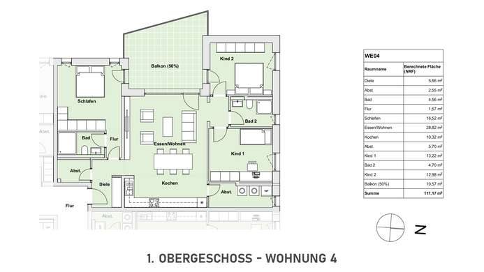 WHG. 04: Provisionsfrei KfW 40 Neubau Elz 4 Zimmer ca. 117 m² Balkon