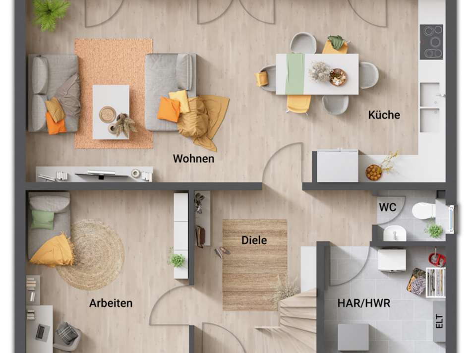 EG mit großem Homeoffice