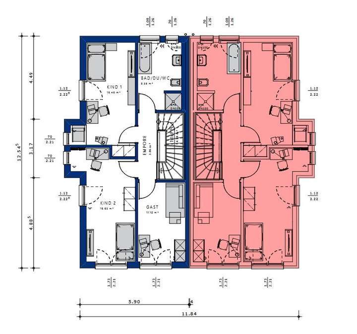 Beispielgrundriss Obergeschoss