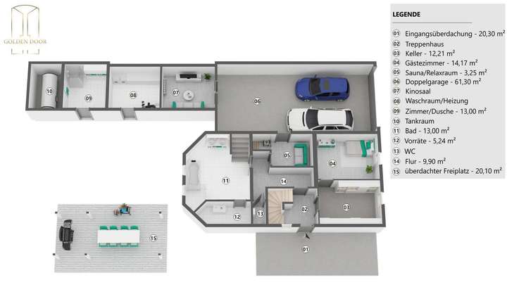 3D Grundriss Kellerbereich 