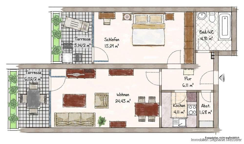 Renovierungsobjekt: Zentrale 60 m² Wohnung mit Lift und 2 Terrassen in der Landshuter Innenstadt, Landshut – Bild 2