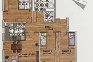 Moderne 4-Zi.-Wohnung (101 m²) mit Südwest-Balkon in zentralster Lage von Grafing bei München – Vazaninistraße 10, 85567 Grafing bei München – Vorschaubild 2