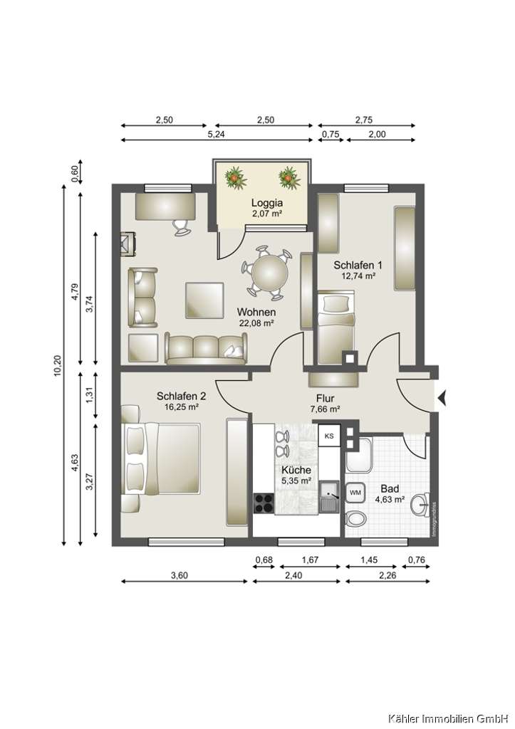 Immobilie in Büsum - Gemütliche 3-Zimmer-Wohnung auf Eigenland im Herzen von Büsum - zur Kapitalanlage oder Eigennutzung - Bild 2