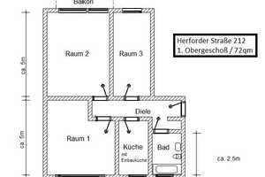 Schöne 3-Zimmer-Wohnung mit perfekter ÖNPV-Anbindung und Balkomn – Herforder Straße 212, 33609 Bielefeld – Vorschaubild 2