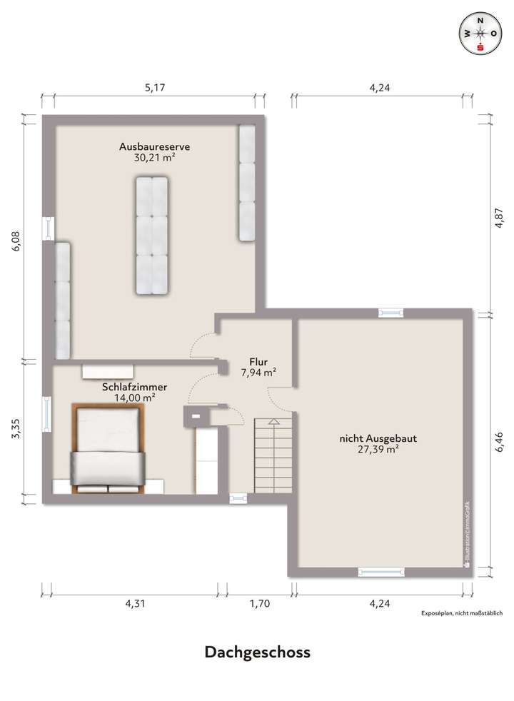 Dachgeschoss - ca. 29 m² Ausb