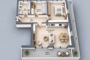 Hell & modern wohnen: 3 Zimmer, großer Balkon und Einbauküche in ruhiger Sackgassenlage