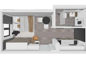1-Zimmer Apartment - voll Möbliert - Erstbezug – Kumpfmühler Straße 63, 93051 Kumpfmühl-Ziegetsdorf-Neuprüll, Regensburg – Vorschaubild 2