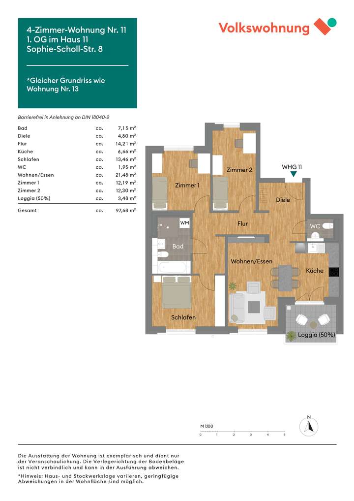 Grundriss Wohnung Nr. 11+13