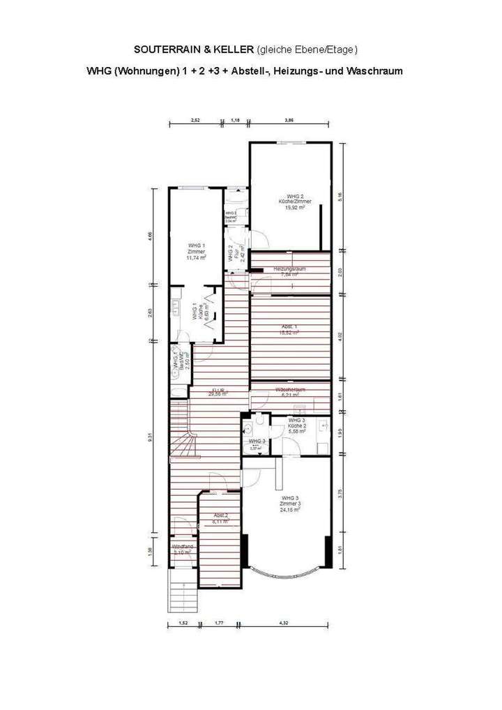 Grundriss Souterrain WHG 01,02
