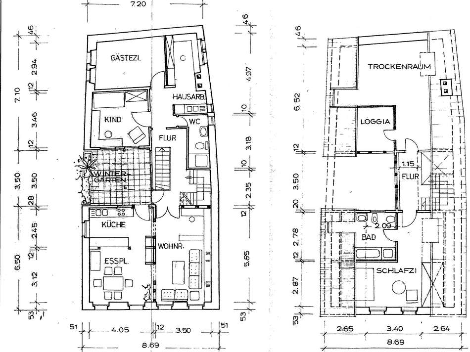 Obergeschoss und Dachgeschoss