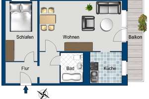 Helle 2-Zimmer-Wohnung mit Balkon und guter Infrastruktur – Sperberhorst 2, 14478 Schlaatz, Potsdam – Vorschaubild 3