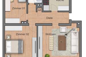 Erstbezug nach Sanierung: helle, gut geschnittene 3ZKB Wohnung mit Balkon & Keller (Whg 22) – Wittgensteiner Str. 104, 57072 Bürbach, Siegen – Vorschaubild 3