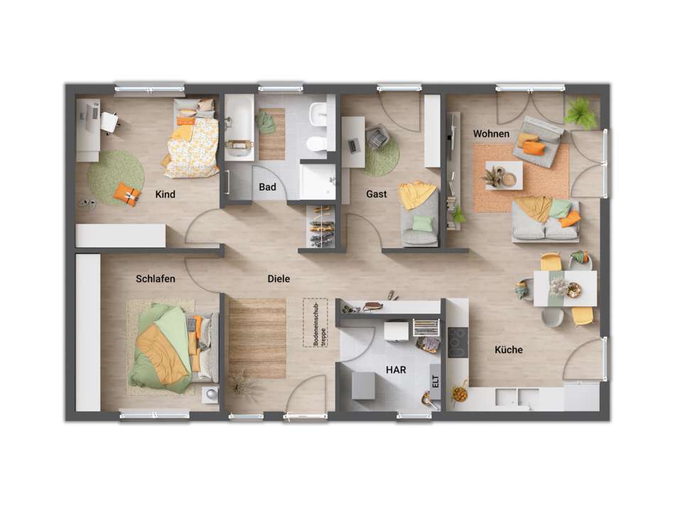 Grundrissbeispiel 4 Zimmer