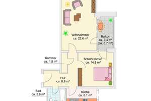Helle + renovierte 2-Zimmer-Wohnung mit Balkon, guter Schnitt, separate Küche, Duschbad, Aufzug – Kurt-Schumacher-Straße 12, 38102 Viewegsgarten-Bebelhof, Braunschweig – Vorschaubild 14